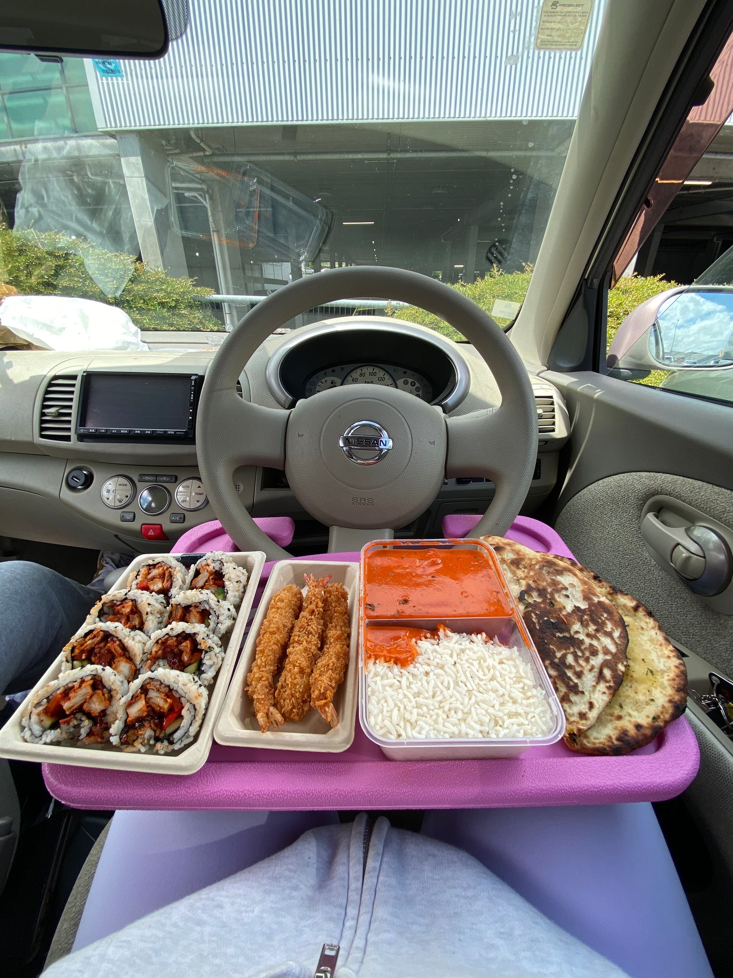 Pink Car Steering Wheel Eating/Laptop Table
